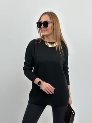 Siyah Simli Oversize Triko