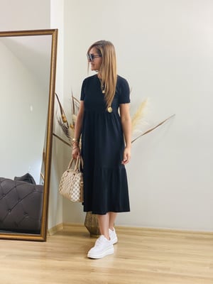 Siyah Volanlı Basic Elbise