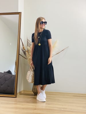 Siyah Volanlı Basic Elbise