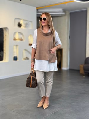 Süet Degaje Yaka Taba Oversize Süveter