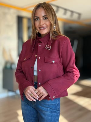 Süet Hakim Yaka Bordo Ceket