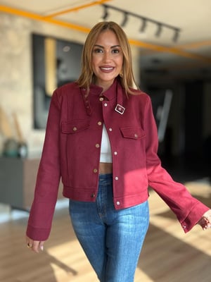 Süet Hakim Yaka Bordo Ceket