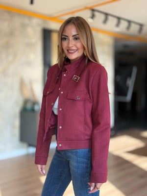 Süet Hakim Yaka Bordo Ceket