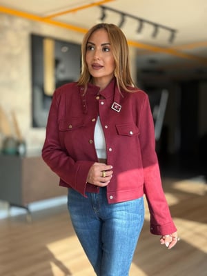 Süet Hakim Yaka Bordo Ceket