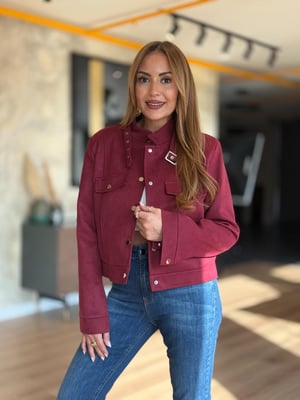 Süet Hakim Yaka Bordo Ceket