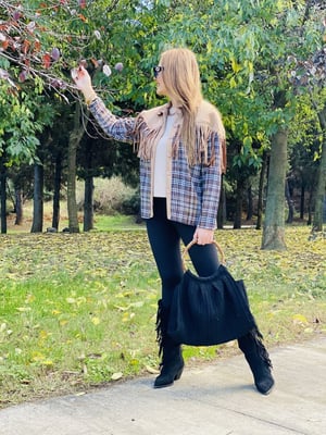 Taba Nubuk Püskül Detaylı Ceket
