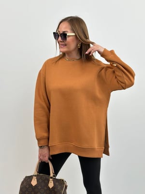 Tarçın Yırtmaçlı Oversize Sweatshirt