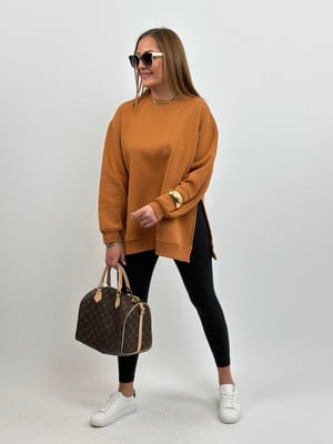 Tarçın Yırtmaçlı Oversize Sweatshirt