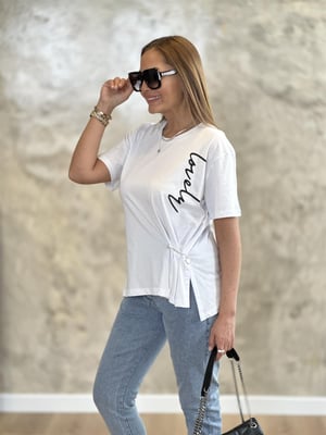 Taşlı Çengel İğne Detay Beyaz Bluz