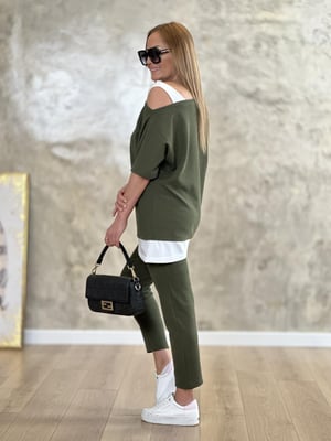Tek Omuz Detay Haki İkili Takım