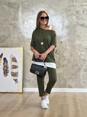 Tek Omuz Detay Haki İkili Takım