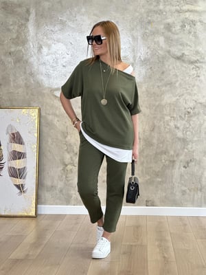 Tek Omuz Detay Haki İkili Takım