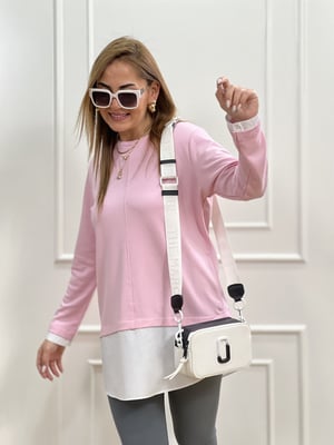 Toz Pembe Gömlekli Sweatshirt