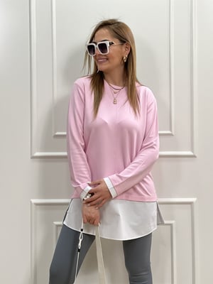 Toz Pembe Gömlekli Sweatshirt