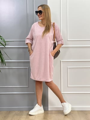 Toz Pembe Oversize Yumoş Elbise