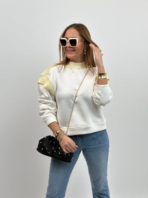 Triko Detay Ekru Sweatshirt