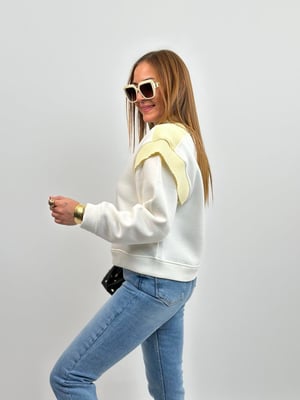 Triko Detay Ekru Sweatshirt