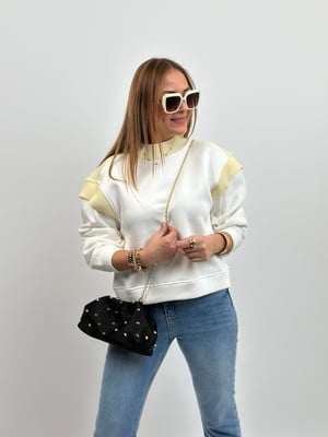 Triko Detay Ekru Sweatshirt