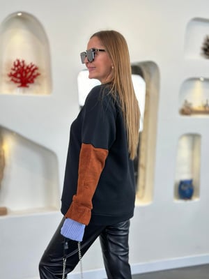 Triko Kol Siyah Oversize Sweatshirt