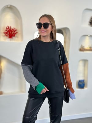 Triko Kol Siyah Oversize Sweatshirt