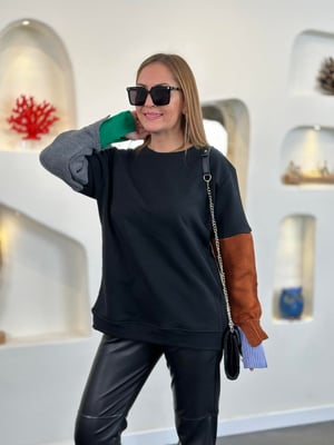 Triko Kol Siyah Oversize Sweatshirt