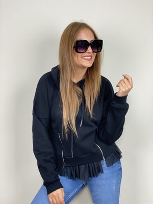 Tül Detaylı Kapşonlu Sweat
