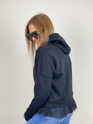 Tül Detaylı Kapşonlu Sweat