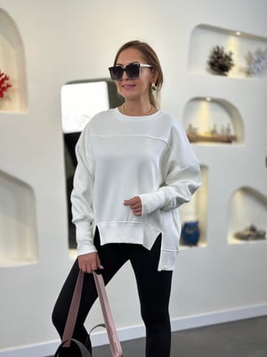 Üç İplik Ekru Arkası Uzun Sweatshirt