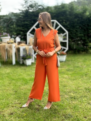 V Yaka Vatkalı Kuşaklı Turuncu Tulum