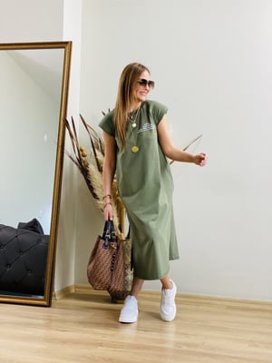 Vatkalı Haki Basic Elbise