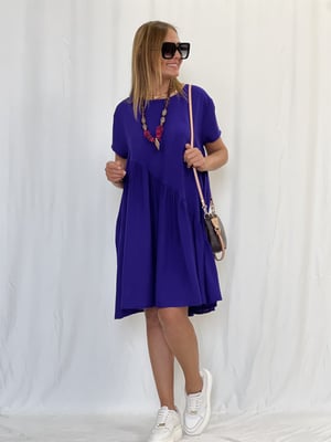 Verev Kesim Mor Oversize Elbise