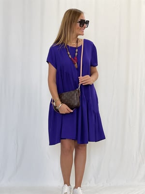 Verev Kesim Mor Oversize Elbise