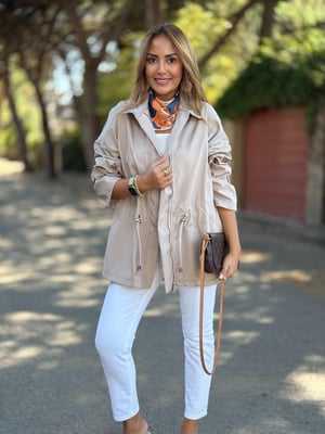 Vizon Bel Büzgülü Trenç Yağmurluk