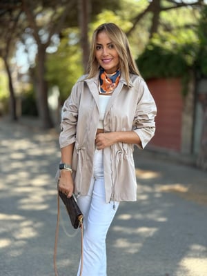 Vizon Bel Büzgülü Trenç Yağmurluk