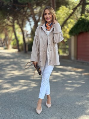 Vizon Bel Büzgülü Trenç Yağmurluk