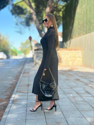 Yaka Detaylı Asimetrik Füme Elbise