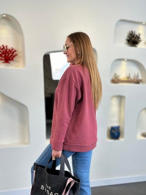 Yan Cepli Mürdüm Sweatshirt