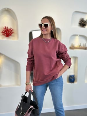 Yan Cepli Mürdüm Sweatshirt