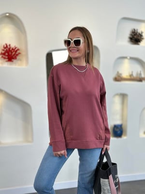 Yan Cepli Mürdüm Sweatshirt