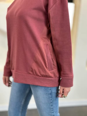 Yan Cepli Mürdüm Sweatshirt