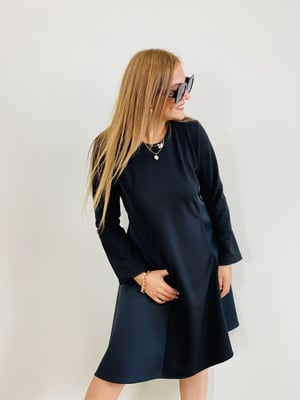 Yan Scuba Detaylı Siyah  Elbise