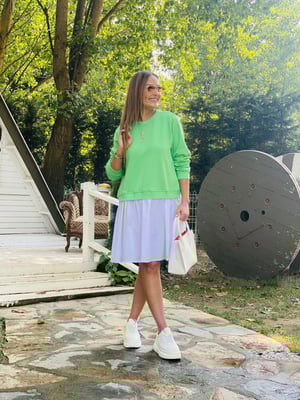 Yeşil Beyaz Sweat Elbise
