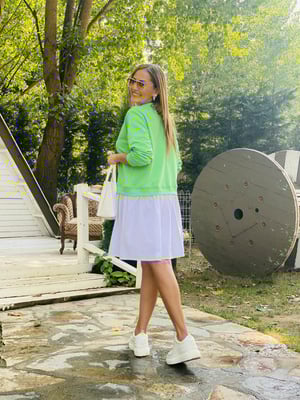Yeşil Beyaz Sweat Elbise