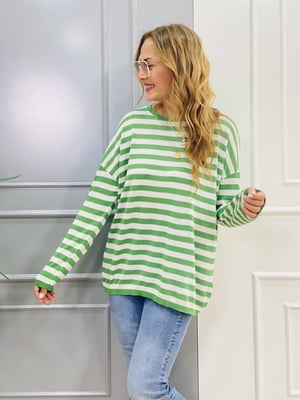 Yeşil Çizgili Basic Triko