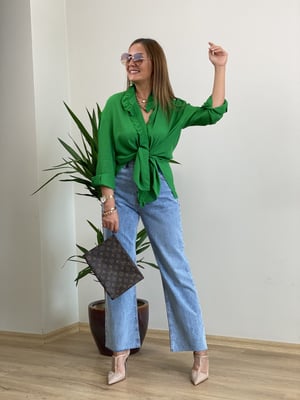Yeşil Fırfır Detaylı Gömlek