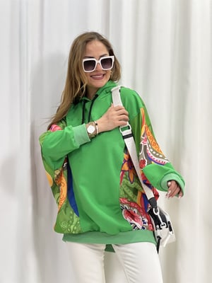 Yeşil Yarasa Kol Baskılı Sweatshirt