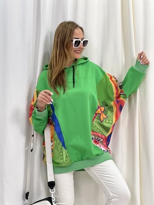 Yeşil Yarasa Kol Baskılı Sweatshirt