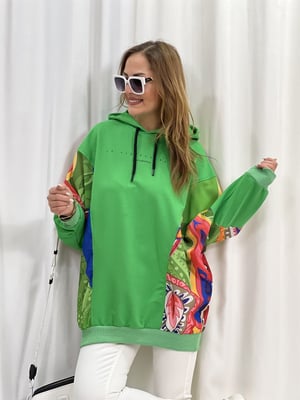 Yeşil Yarasa Kol Baskılı Sweatshirt