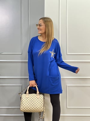 Yıldız Detaylı Saks Tunik Triko
