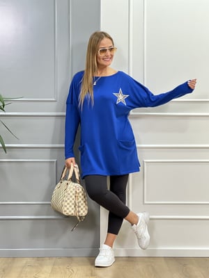 Yıldız Detaylı Saks Tunik Triko